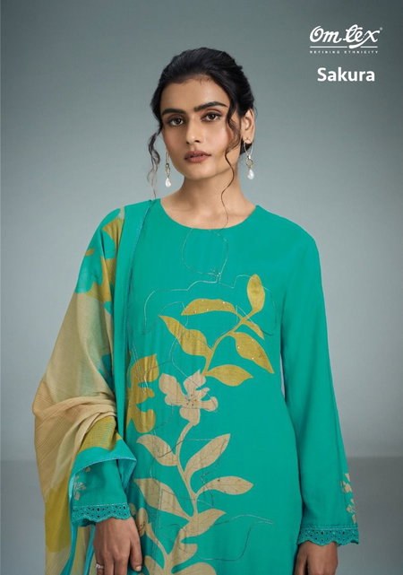 Sakura By Omtex Masleen Embroidery Printed Surat Dress Material Wholesale Market
